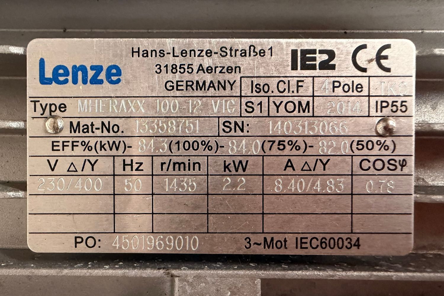 MHERAXX 100-12 V1C Lenze Motor - Image 2